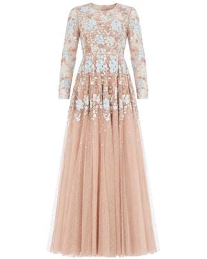 Needle & Thread Wisteria Dot Long-Sleeve Maxi Gown - White