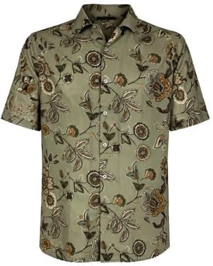 Manuel Ritz Floral-Print Short-Sleeve Shirt - Green