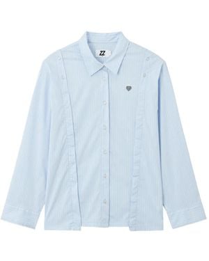 Izzue Striped-Pattern Button-Fastening Shirt - Blue
