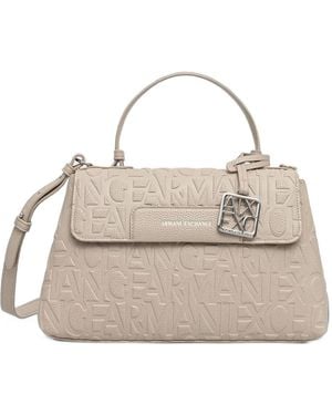 ARMANI EXCHANGE Logo-Embossed Handbag - Natural