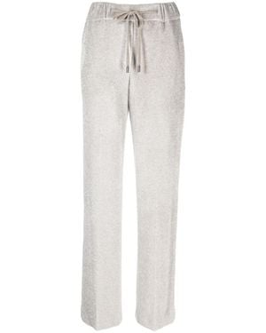 Peserico Straight-Leg Glitter Drawstring Trousers - White
