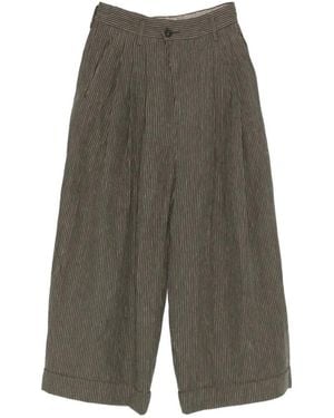 Ziggy Chen Striped Pleated Trousers - Grey