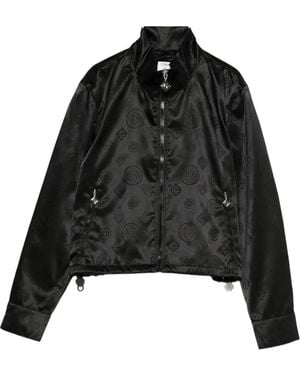 CASABLANCA Logo-Pattern Bomber Jacket - Black