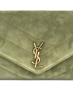 Saint Laurent Small Loulou Matelassé Suede Shoulder Bag - Green