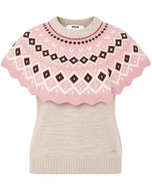 MSGM Capelet-Detail Sweater - Pink