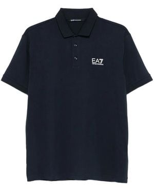 EA7 Poloshirt mit Logo-Print - Blau