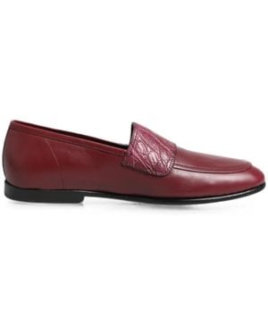 Dolce & Gabbana Crocodile-Effect Leather Loafers - Red
