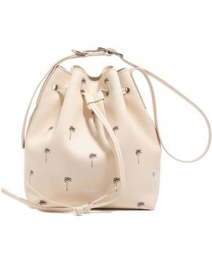 Bimba Y Lola Large Palm-Tree Print Bucket Bag - Natural