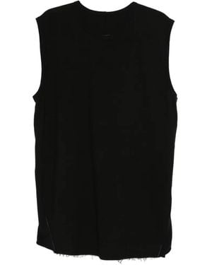 69 by Isaac Sellam Frayed-Hem Tank Top - Black