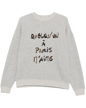 Ba&sh Slogan-Print Sweatshirt - Gray