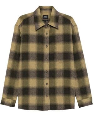 A.P.C. Check-Pattern Shirt Jacket - Green