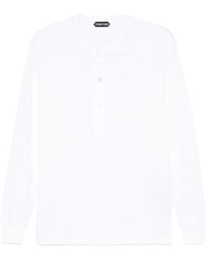 Tom Ford Ribbed Henley T-Shirt - White