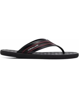 Corneliani Logo-Print Thong Sandals - Black