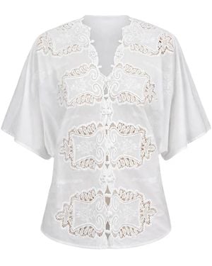CISSA Femme Embroidered-Lace Blouse - White
