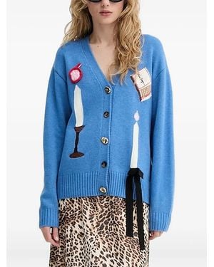 Stine Goya Candle Setting Cardigan mit Intarsienmuster - Blau