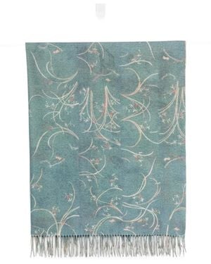 Pierre Louis Mascia Floral-Print Fringed Scarf - Blue