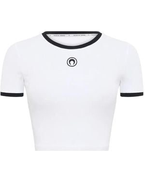 Marine Serre Top Corto Con Logo - Bianco