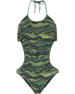 Amir Slama Waves Print Swimsuit - Green