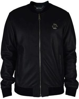 Philipp Plein Logo-Plaque Bomber Jacket - Black