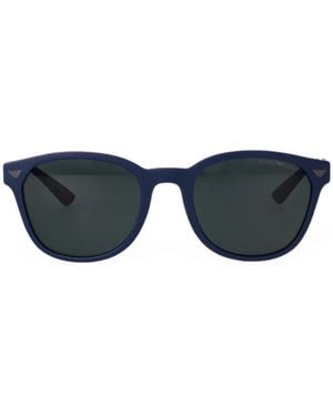Emporio Armani Logo-Plaque Square-Frame Sunglasses - Black
