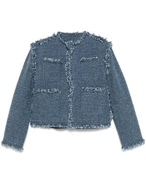 Sacai Panelled Tweed Jacket - Blue