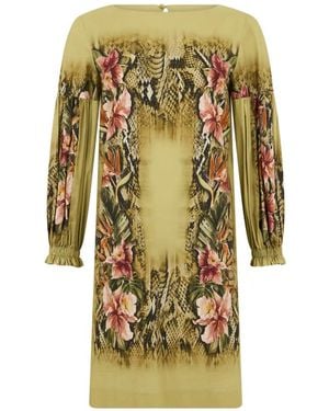Alberta Ferretti Floral-Print Animal-Print Mini Dress - Metallic