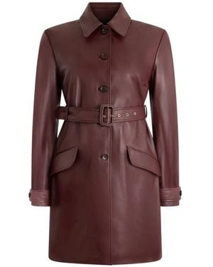 Bally Belted Leather Coat - Purple
