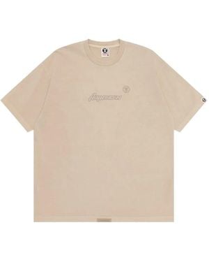 Aape By A Bathing Ape Logo-Embroidered T-Shirt - Natural