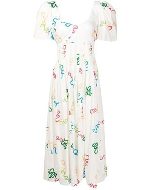 Isolda Gilda Motif-Print Dress - White