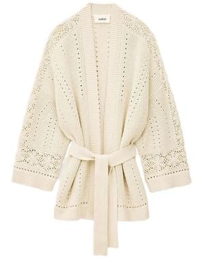 Ba&sh Perine Crochet Belted Cardigan - White