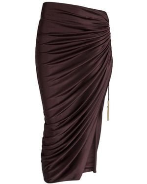 Balmain Flowing Jersey Midi Skirt With Slit - Red