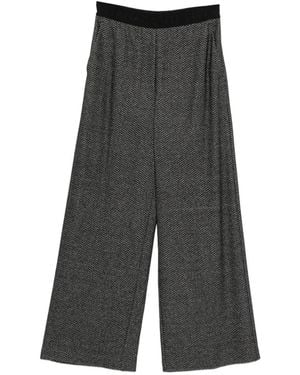 Liviana Conti Herringbone-Pattern Pocket Trousers - Grey