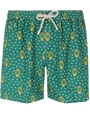 MC2 Saint Barth Lighting Micro Watch-Print Swim Shorts - Green