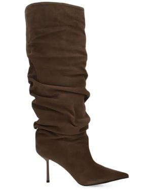 Le Silla Bella Ruched-Shaft Pointed-Toe Boots - Brown