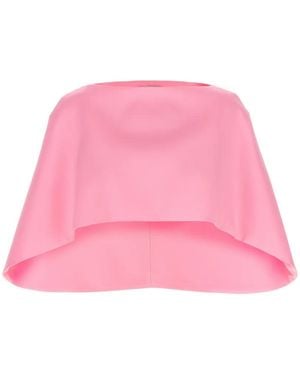 Alberta Ferretti Cropped Boat-Neck Cape - Pink