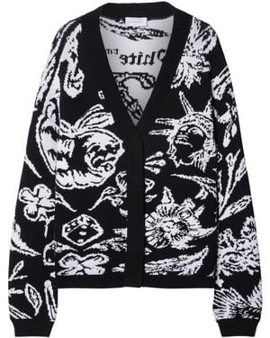 Off-White c/o Virgil Abloh Tattoo Graphic-pattern Cotton-blend Cardigan - Black