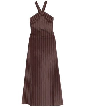 Patrizia Pepe Pinstripe-Pattern Maxi Dress - Purple