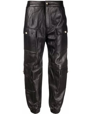 Philipp Plein Leather Jogging Pants - Black