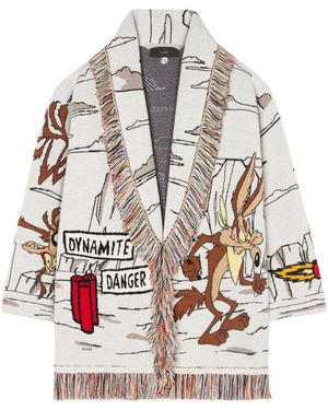 Alanui X Looney Tunes Race To The South Jacquard Cardigan - Grey