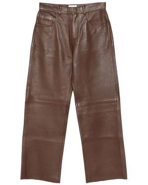 Haikure Leather Five-Pocket Pants - Brown