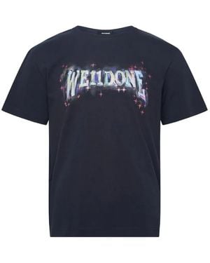 we11done Glowstar Logo-Print T-Shirt - Blue