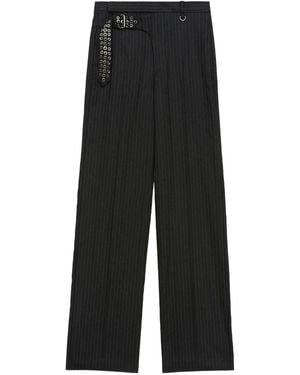 Isabel Marant Pinstripe Metal-Detail Trousers - Black