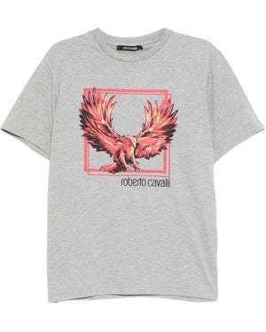 Roberto Cavalli Graphic-Print Round-Neck T-Shirt - Grey
