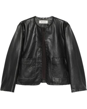 Rohe Whipstitch-Trim Collarless Jacket - Black