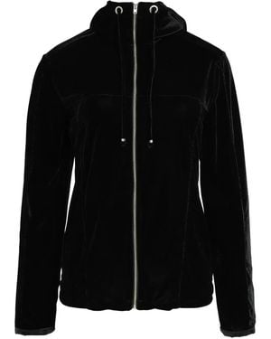 Amir Slama Velour Hooded Jacket - Black