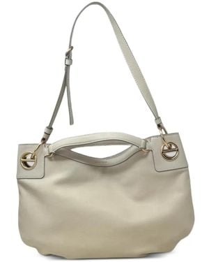 Borbonese Medium London Leather Shoulder Bag - White
