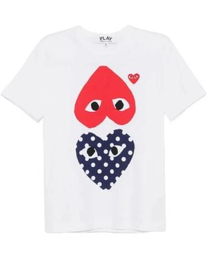 Comme des Garçons Heart-Print Polka-Dot T-Shirt - White