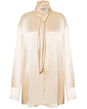 Alberta Ferretti Klassische Satinbluse - Natur