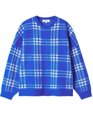 Enfold Jersey A Cuadros De Punto De Intarsia - Azul