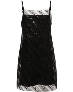 Viktor & Rolf Glitter-Embellished Tulle Slip Dress - Black